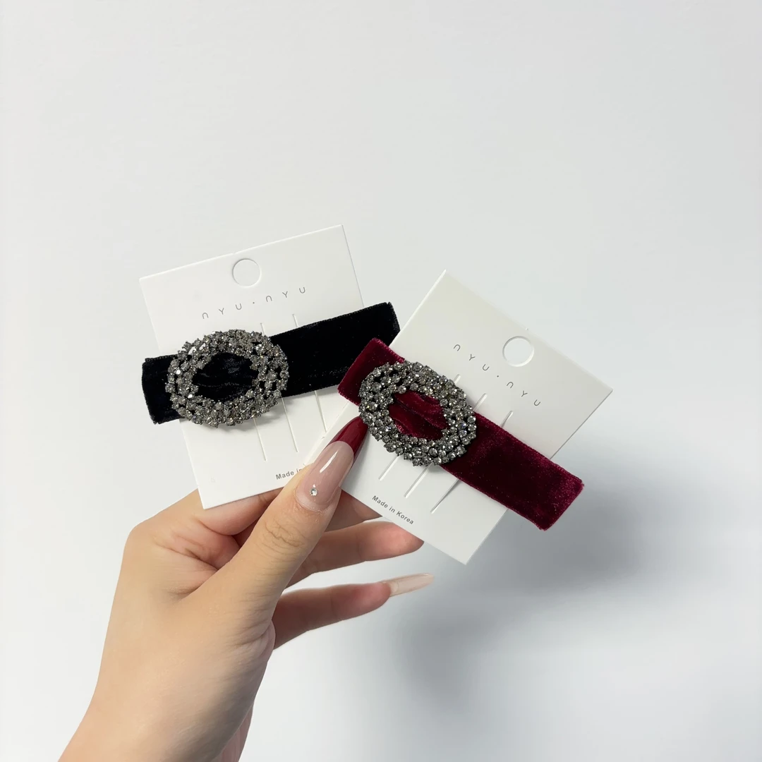韩国东大门饰品发饰复古边夹丝绒鸭嘴夹7.5厘米