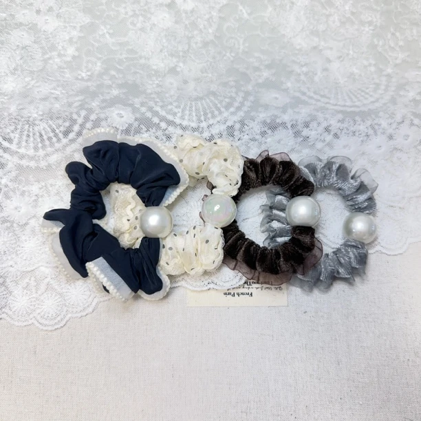 韩国发饰24早秋新款肠圈小清新珠珠波点发圈发绳组合