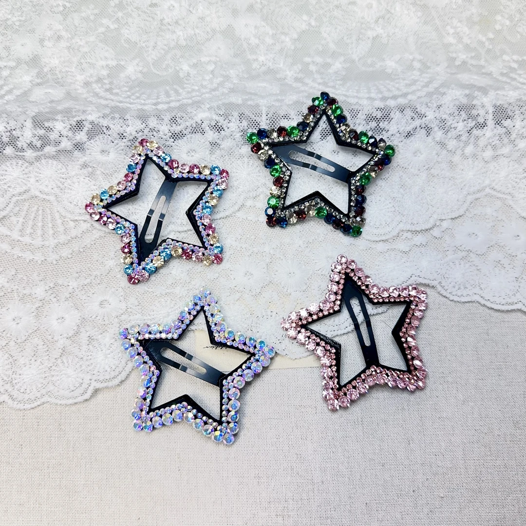 韩国东大门饰品发饰满钻五星掰掰夹
