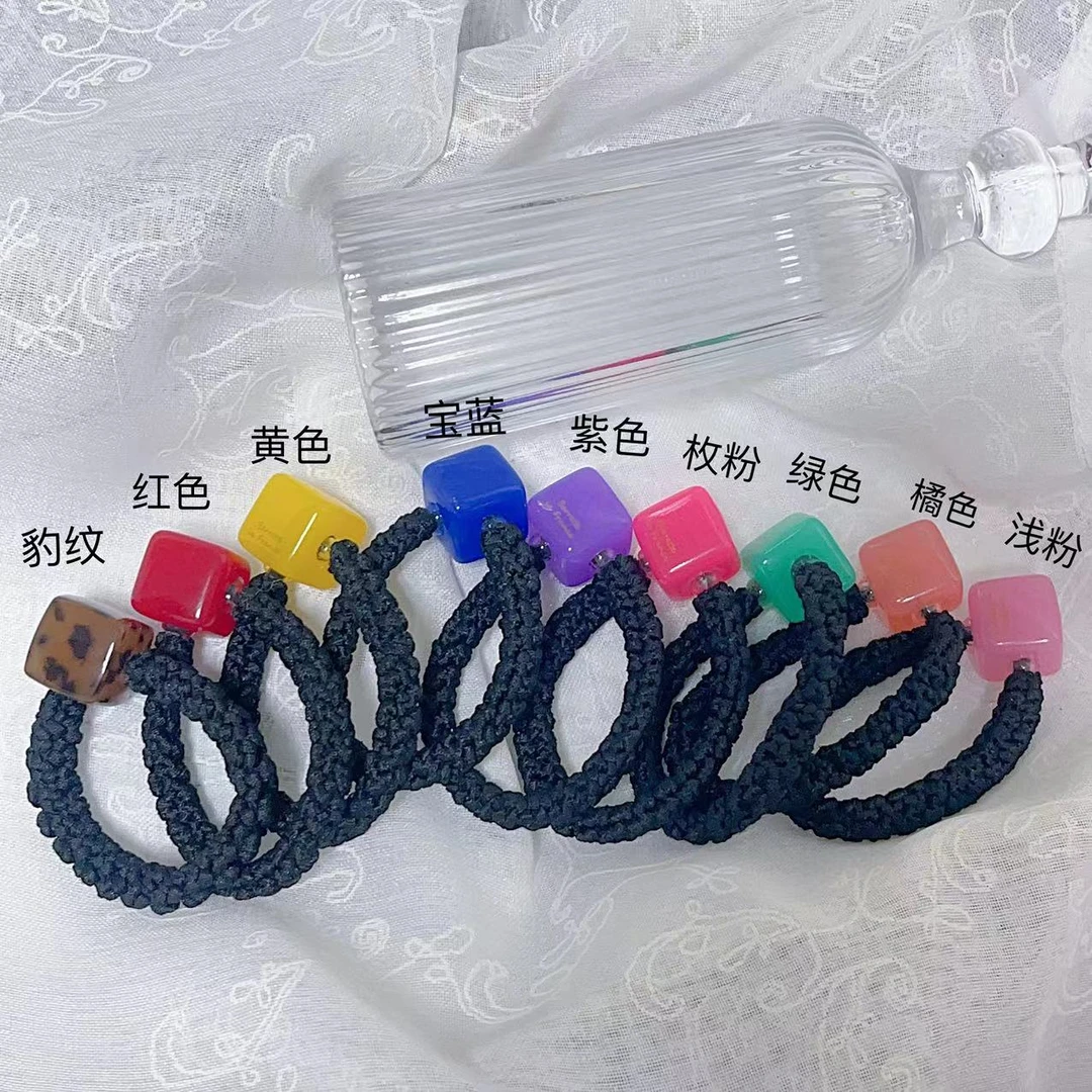 韩国东大门发饰发圈糖果色方块儿童气质可爱百搭头饰少女简约