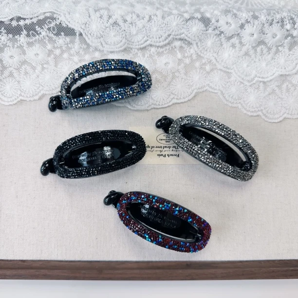 韩国ins轻奢时尚高级氛围感砂糖闪钻扭扭夹8cm（带钢印）