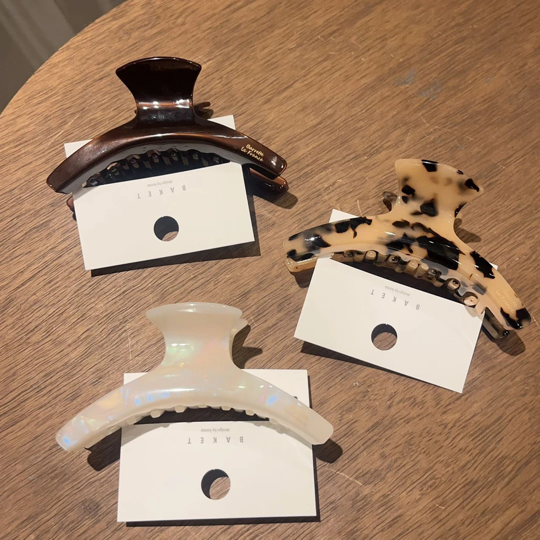 非金属亚克力发饰 黑色醋酸盘发抓夹大号发夹女后脑勺法式鲨鱼子