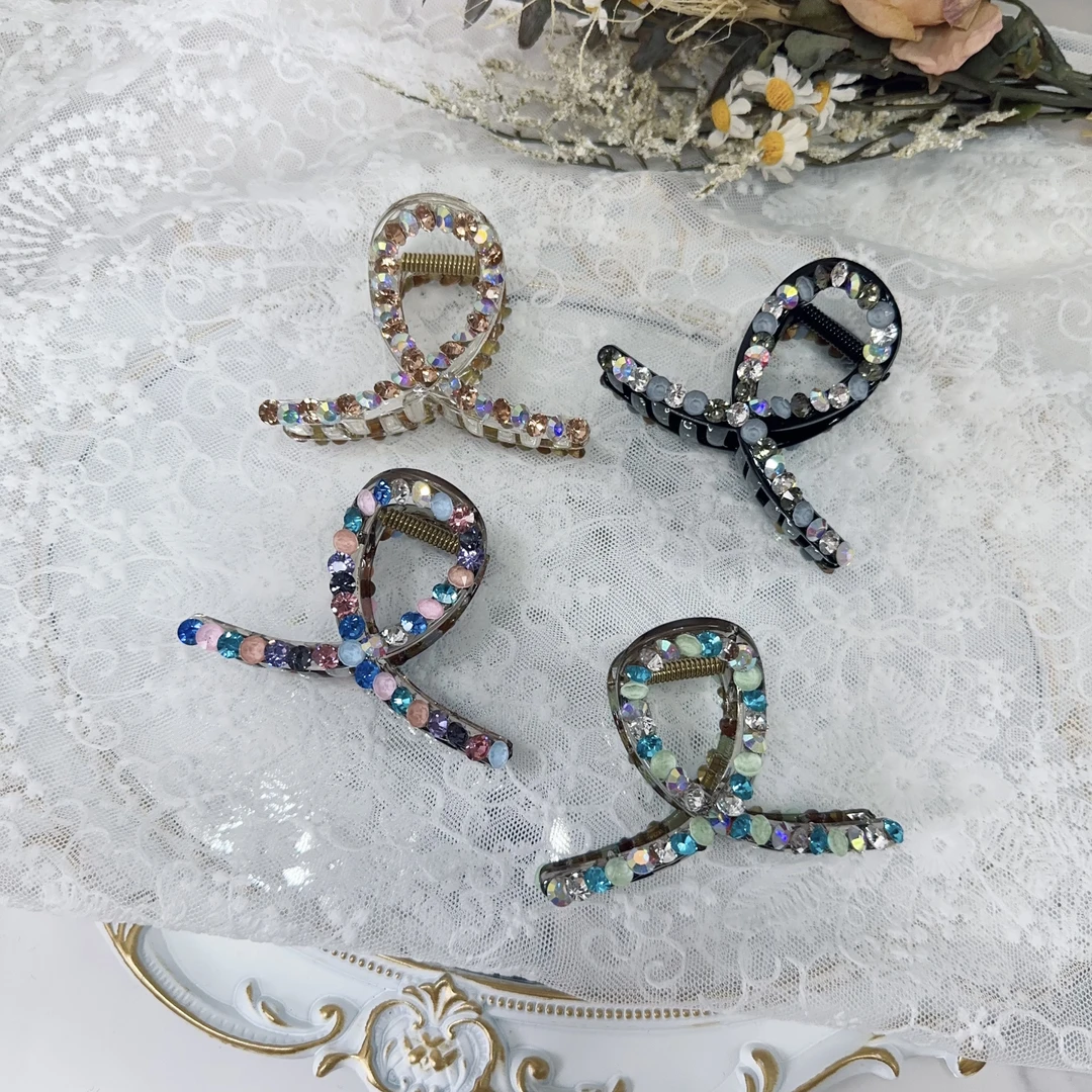 韩国东大门饰品满钻抓夹气质轻奢时尚百搭简约彩色优雅大抓夹