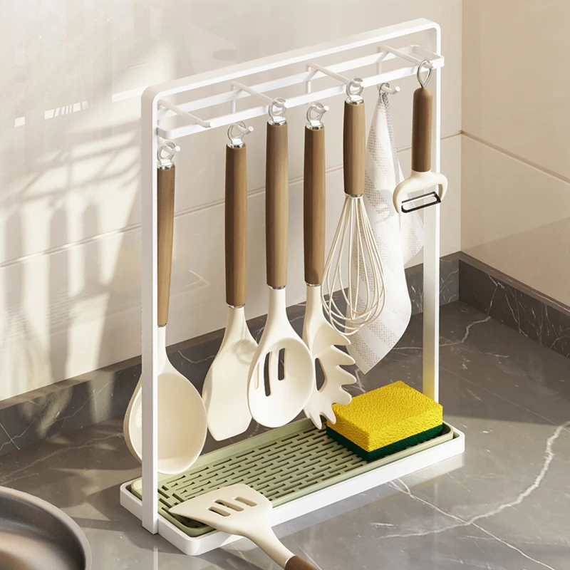 厨房锅铲架台面勺子铲子置物架锅铲托架家用厨具抹布沥水收纳挂架
