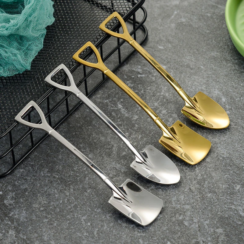 铁锹勺子创意可爱小勺子不锈钢家用吃饭西瓜铁铲勺甜品西瓜勺钢勺