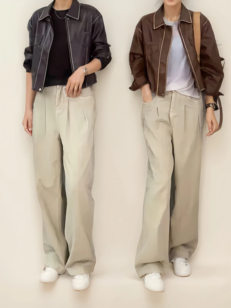 【沐言千初】2024垂感牛仔裤/新款高腰直筒阔腿拖地裤/时尚百搭3222