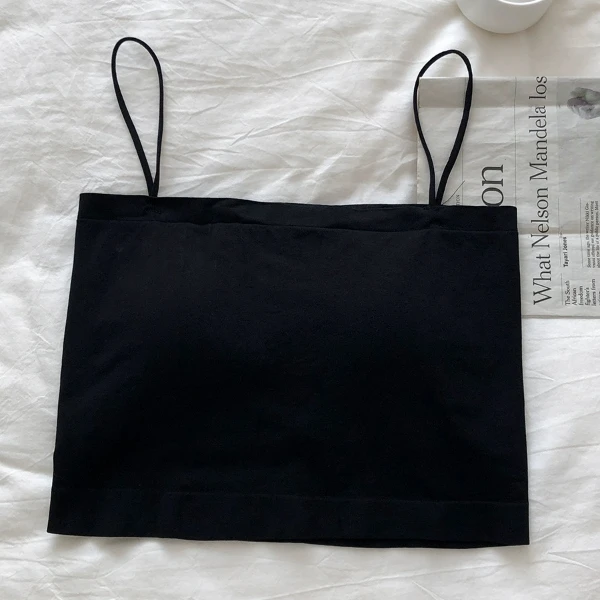 【沐言千初】2024新款吊带背心女百搭设计感小众黑色外穿时尚纯色