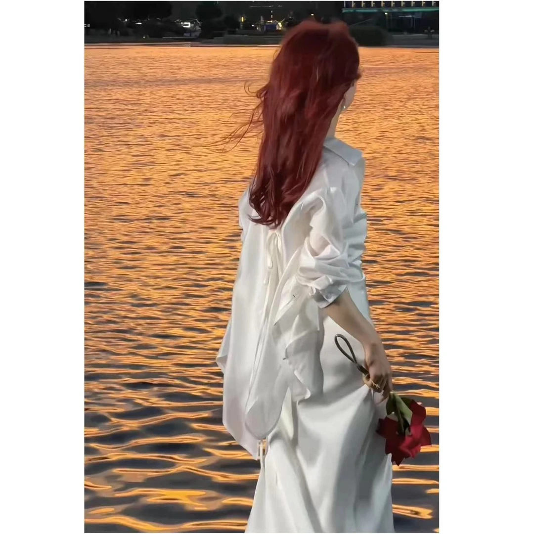 清凉~防晒！重磅莱赛尔天丝【月光女神】夏装新款美人衬衫设计高级感