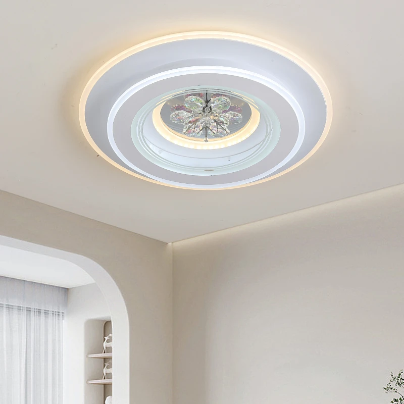 新款水晶卧室吸顶灯圆形大气餐厅主卧室灯房间灯简约玻璃客厅灯具