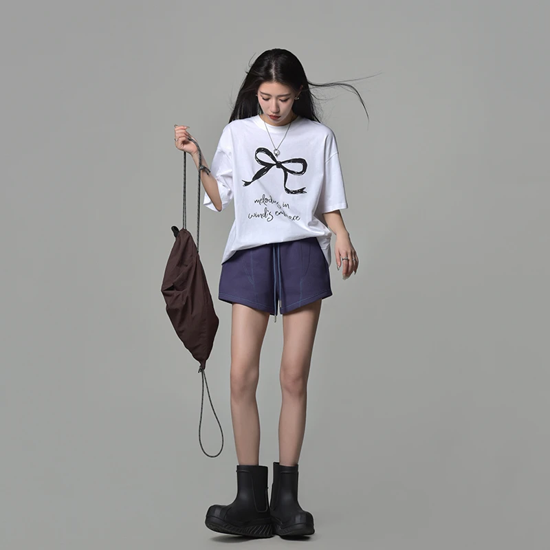 SIXI四喜家春夏腿精天菜/日常舒适廓形运动休闲短裤外穿bm短卫裤