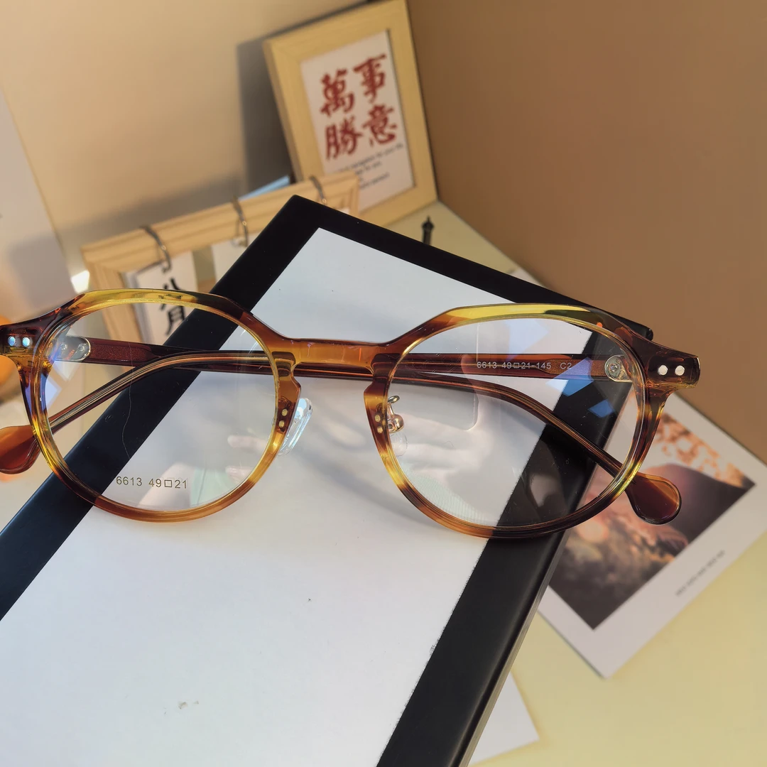 时尚钛合金架，超轻捡漏，网红时尚百搭复古圆框潮流大框茶色黑框