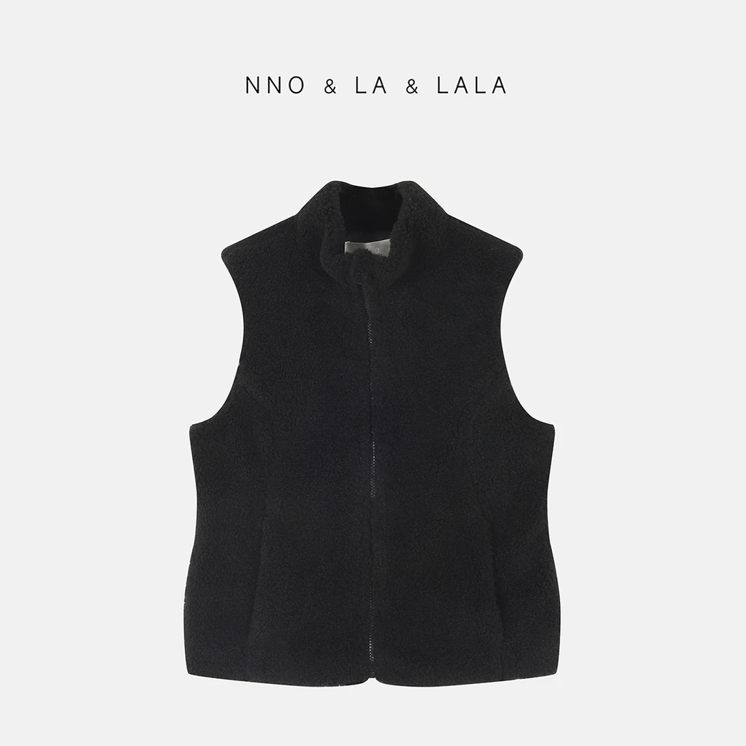 LA 极简 修身黑色 摇粒绒 马甲 25759