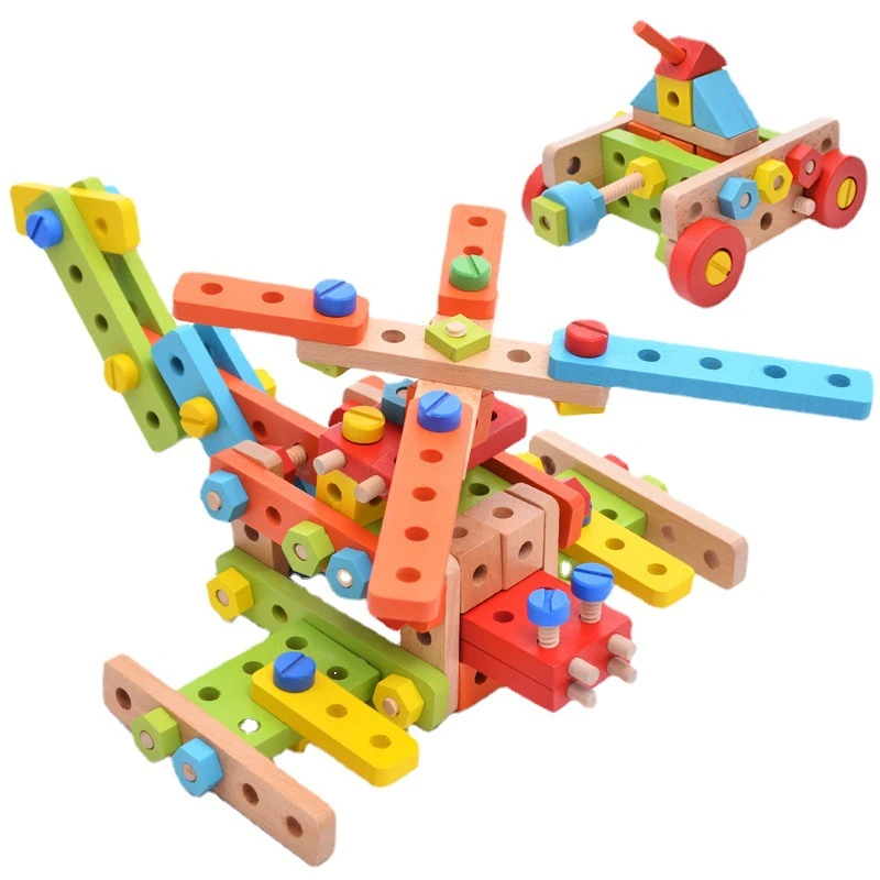 DIY组合玩具创意拆装螺母百变组装蒙氏木制早教益智积木2-3-6+岁