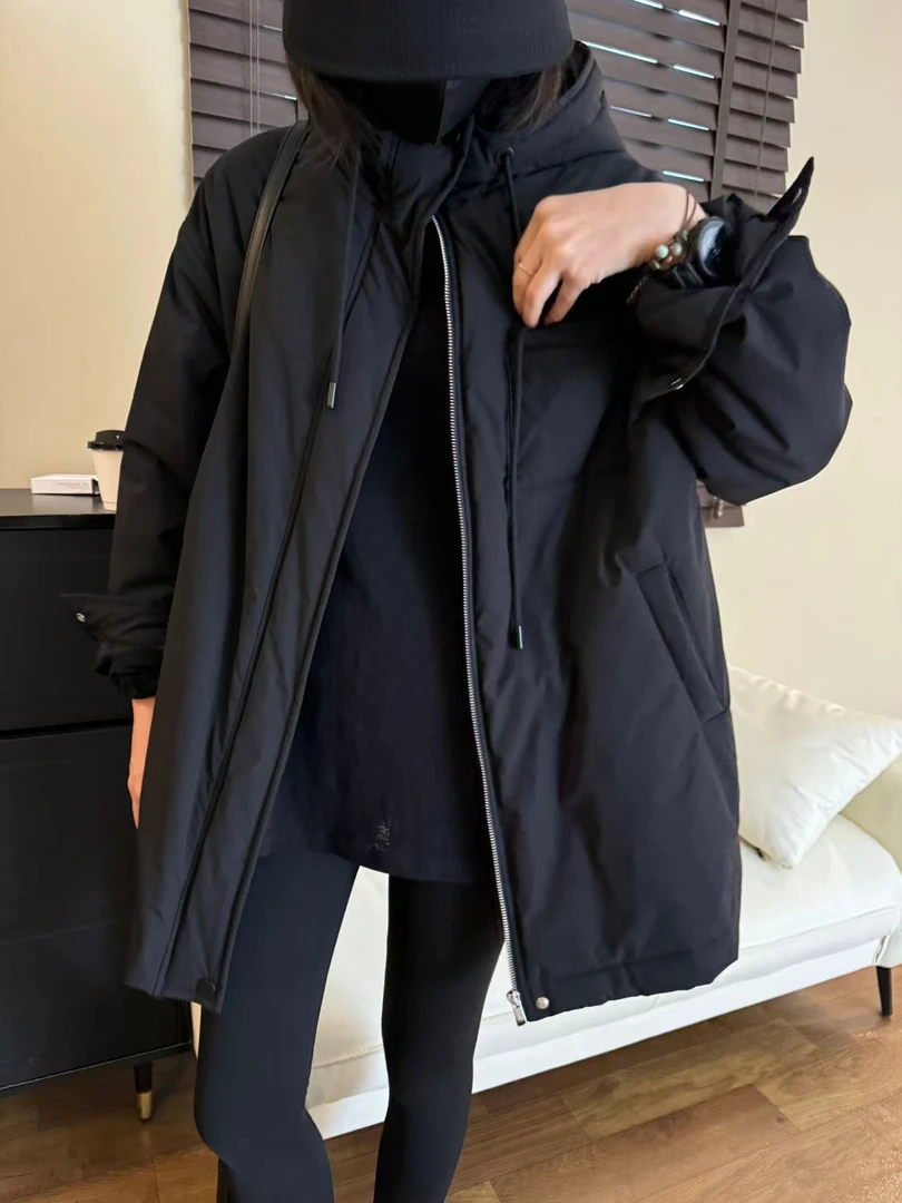 330390-棉衣女冬季新款2023设计感小众毛线拼接宽松中长款外套