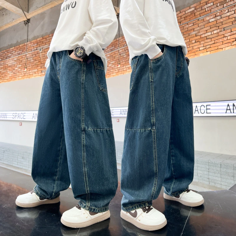 男童牛仔裤春秋宽松2024中大童休闲长裤洋气儿童韩版秋季裤子帅气