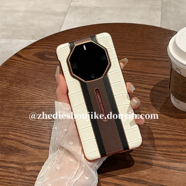 适用华为mate60rs非凡大师手机壳新款高级真皮鳄鱼纹mate60保护壳