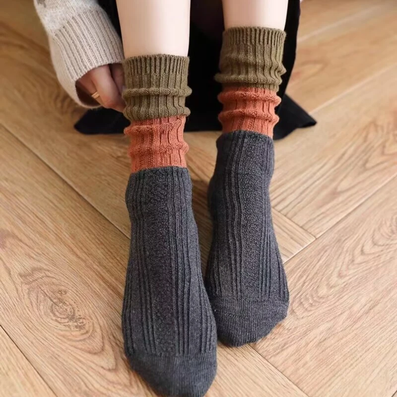 春秋堆堆袜子女中筒袜ins潮女士长筒长袜网红韩国日系纯棉加厚新