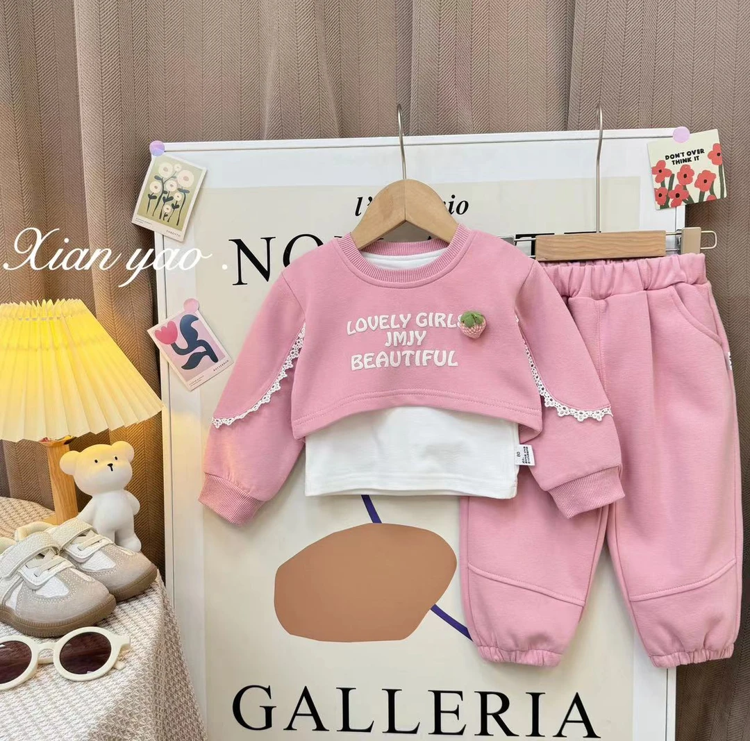 【加绒+不加绒 都有】Duo女宝时尚套装运动草莓款套装ZS-G-A27