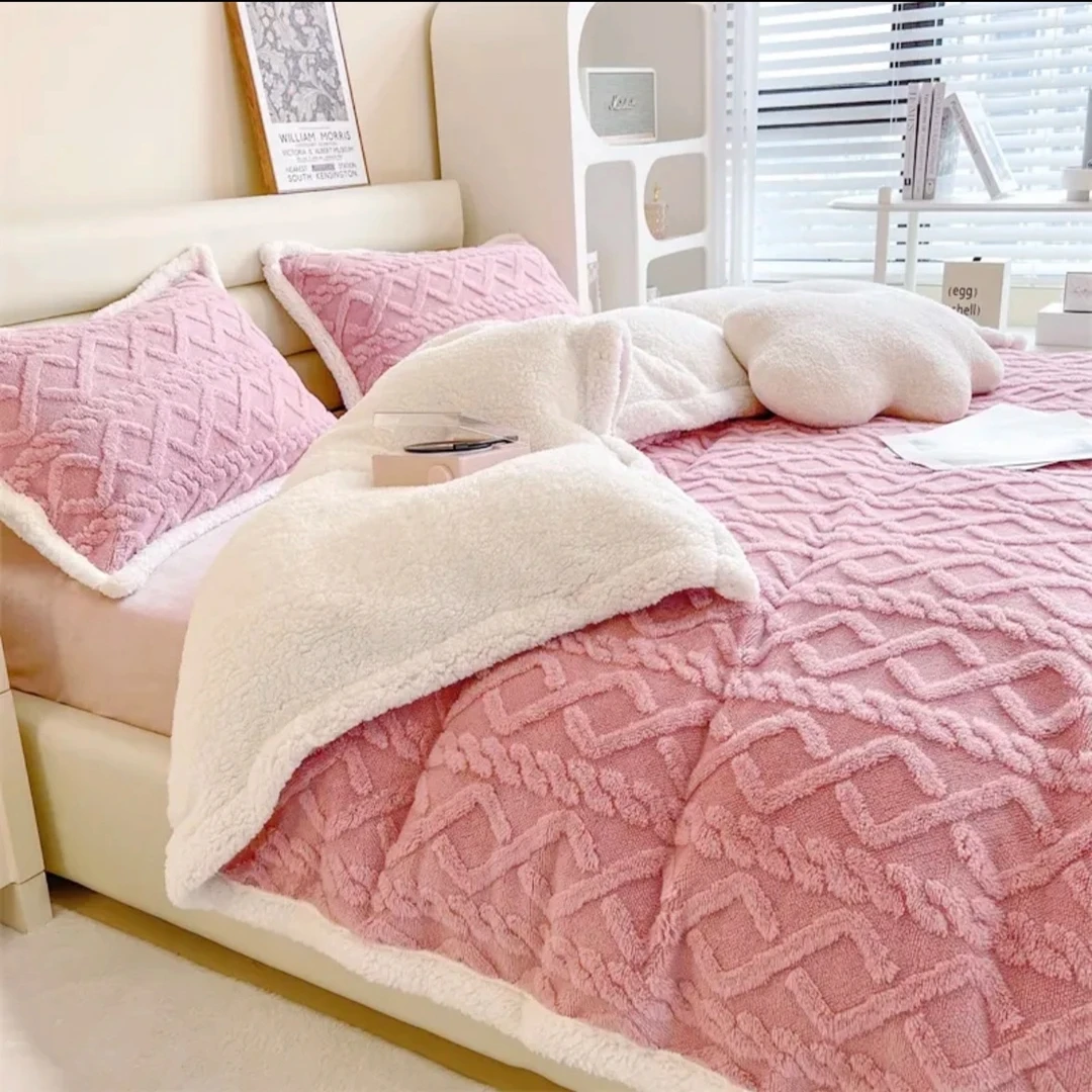 200*230粉色塔芙蓉加厚柔软加大亲肤被套