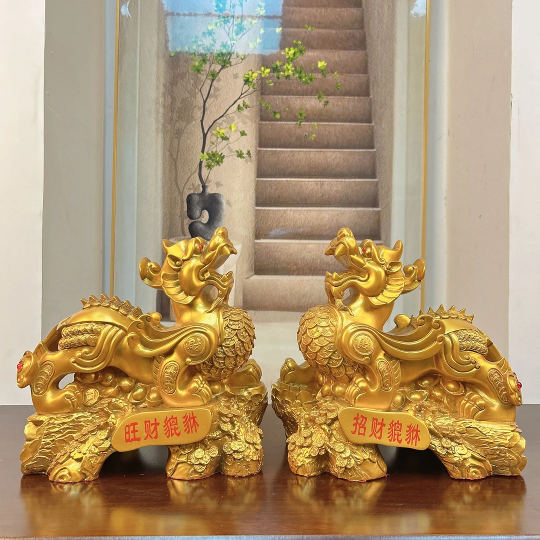 招财旺财貔貅单个【高26长27】鎏金铜工艺客厅玄关店铺开业送礼摆件