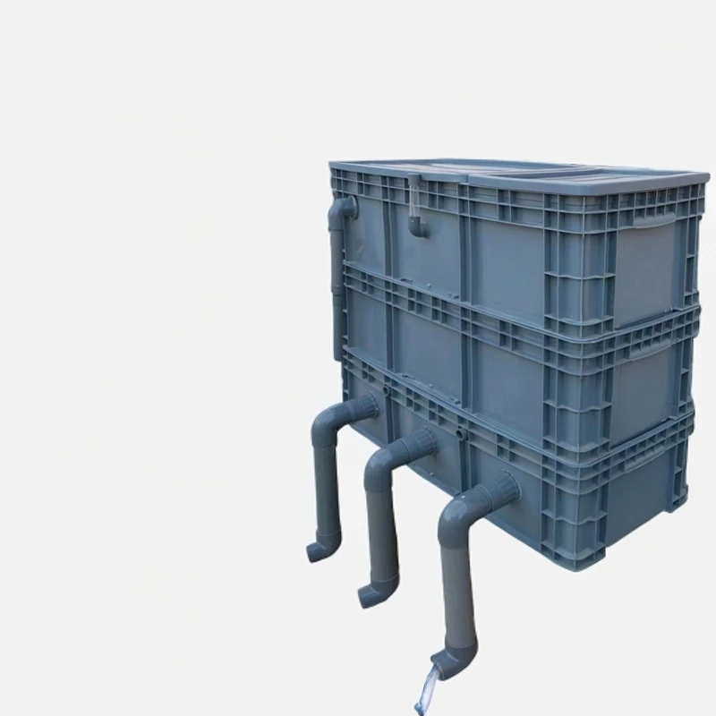 鱼池周转箱净水大型锦鲤室外鱼池渔场过滤器自制滴流水循环系统