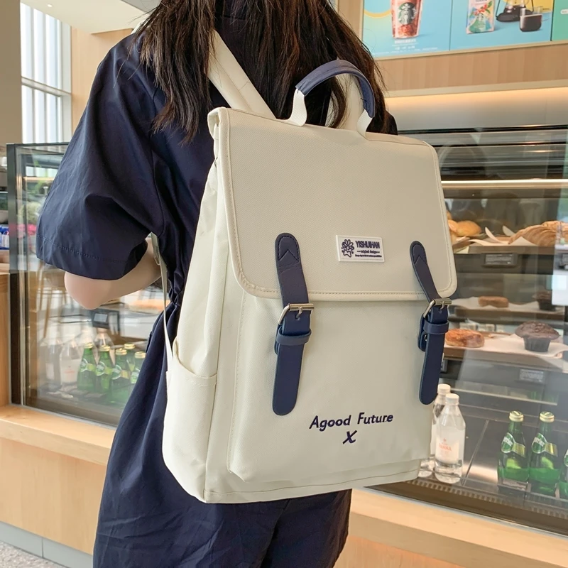 书包女大学生初高中生高颜值大容量2023新款背包学院风双肩包8278