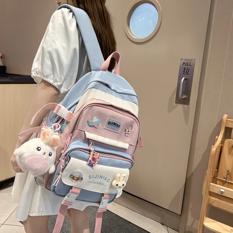 新款百搭轻便高中生书包女初中生韩版简约ins双肩背小学生双肩包