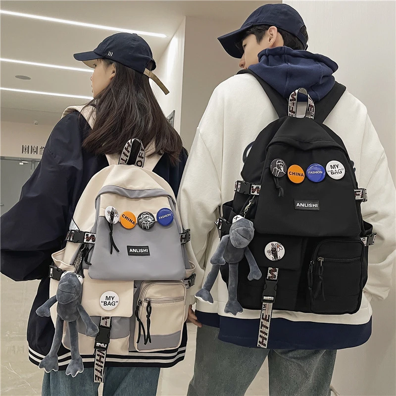 网红书包女大学生韩版高中旅行双肩包男初中生日系大容量电脑背包