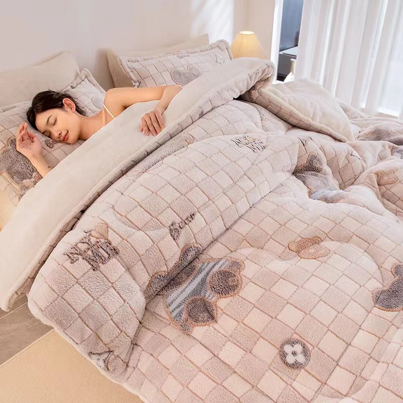 2025新款加厚雪花绒双面绒冬被-布偶熊