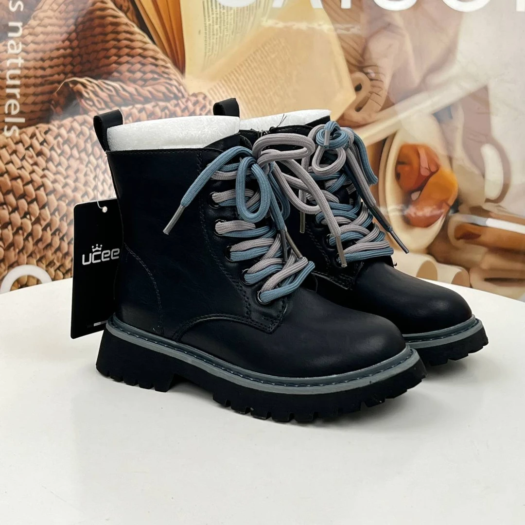 27-35码2023男女宝秋冬新款百搭英伦风真皮马丁靴（U家2） 21271