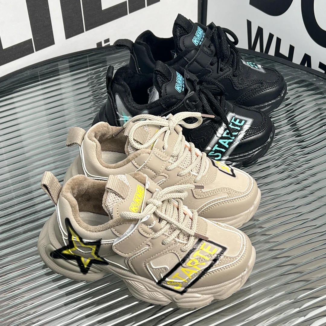 32-37码2023秋冬新款厚底百搭休闲软底舒适老爹鞋（YL)628