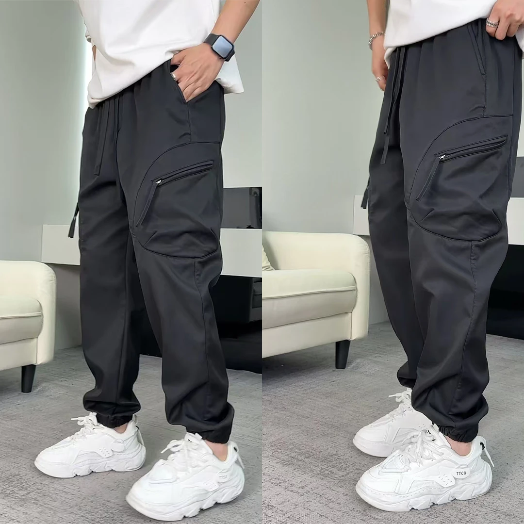 596#【加绒加厚】冬季新款工装裤时尚痞帅舒适百搭束脚宽松休闲长裤