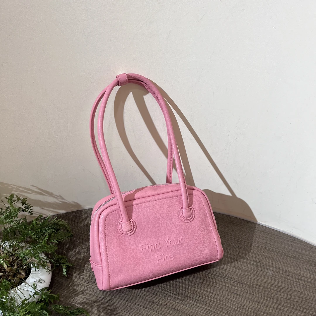 韩系小众设计波士顿枕头包羊皮简约单肩腋下包包