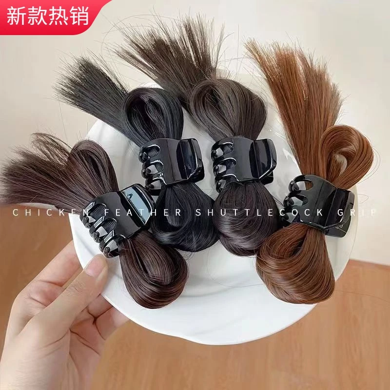 辣妹半扎鸡毛毽子头抓夹慵懒风鸡窝丸子头发包2023新款喷泉高马尾