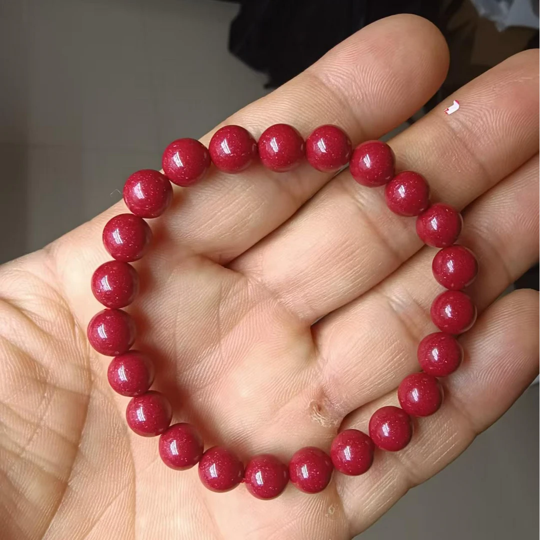 天然辰砂精粉砂8mm红金沙正品高含量透光圈男女同款