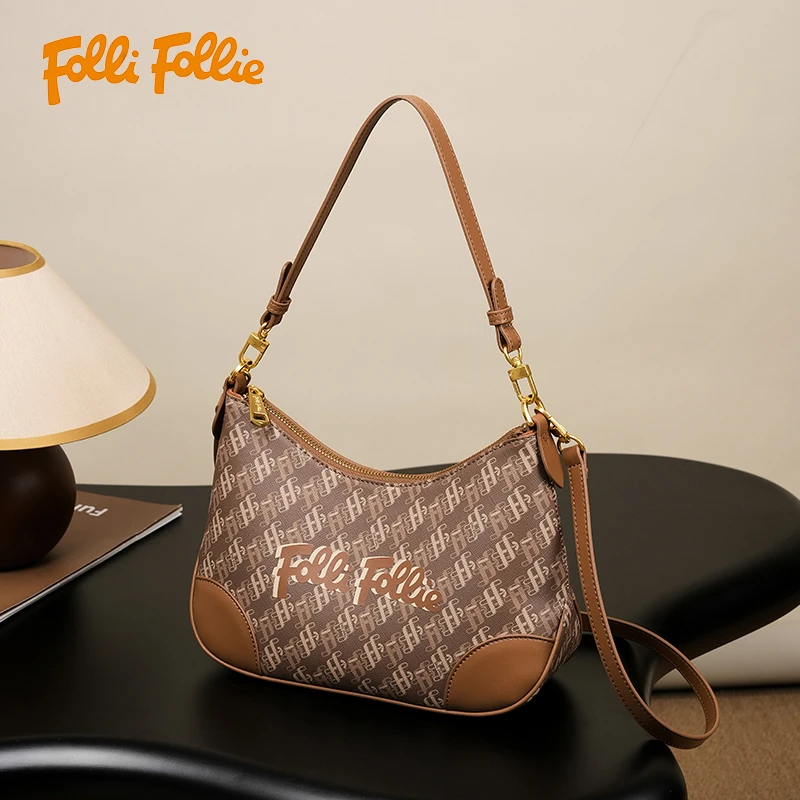 【明道专属】Folli Follie 新款轻奢百搭复古单肩腋下包牛角包
