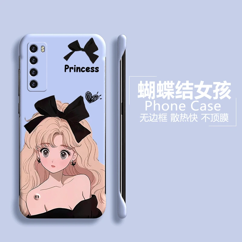 可爱女孩华为nova7手机壳7se无边框7pro半包超薄新款防摔男女散热