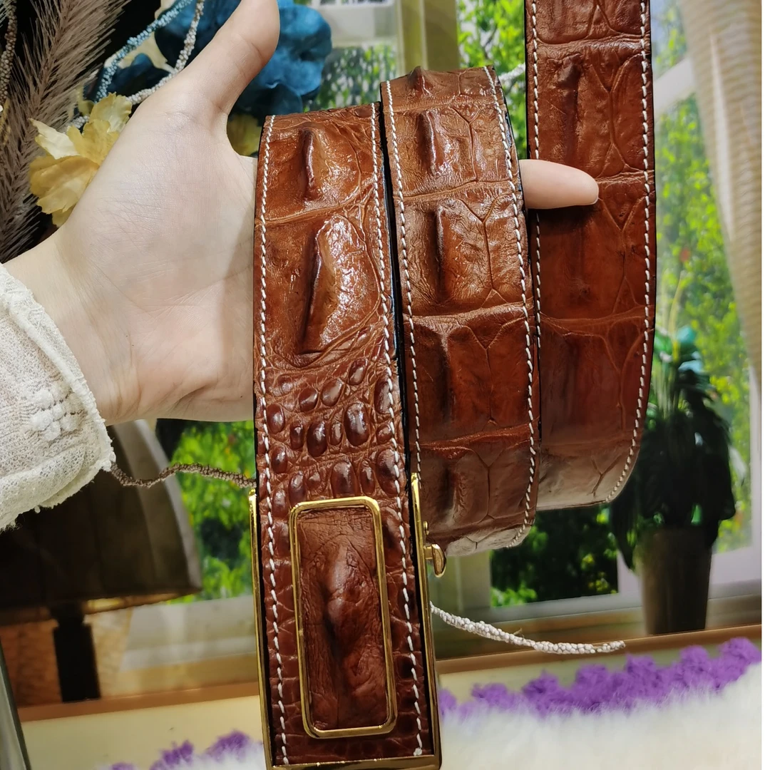 真鳄鱼皮腰带双面鳄鱼皮腰带湾鳄腰带皮带腰链保证鳄鱼皮非牛皮压