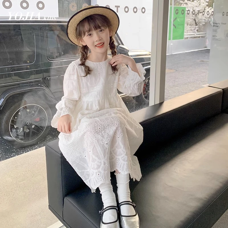 女童连衣裙春秋款2025新款洋气法式女孩公主裙白色儿童春装裙子