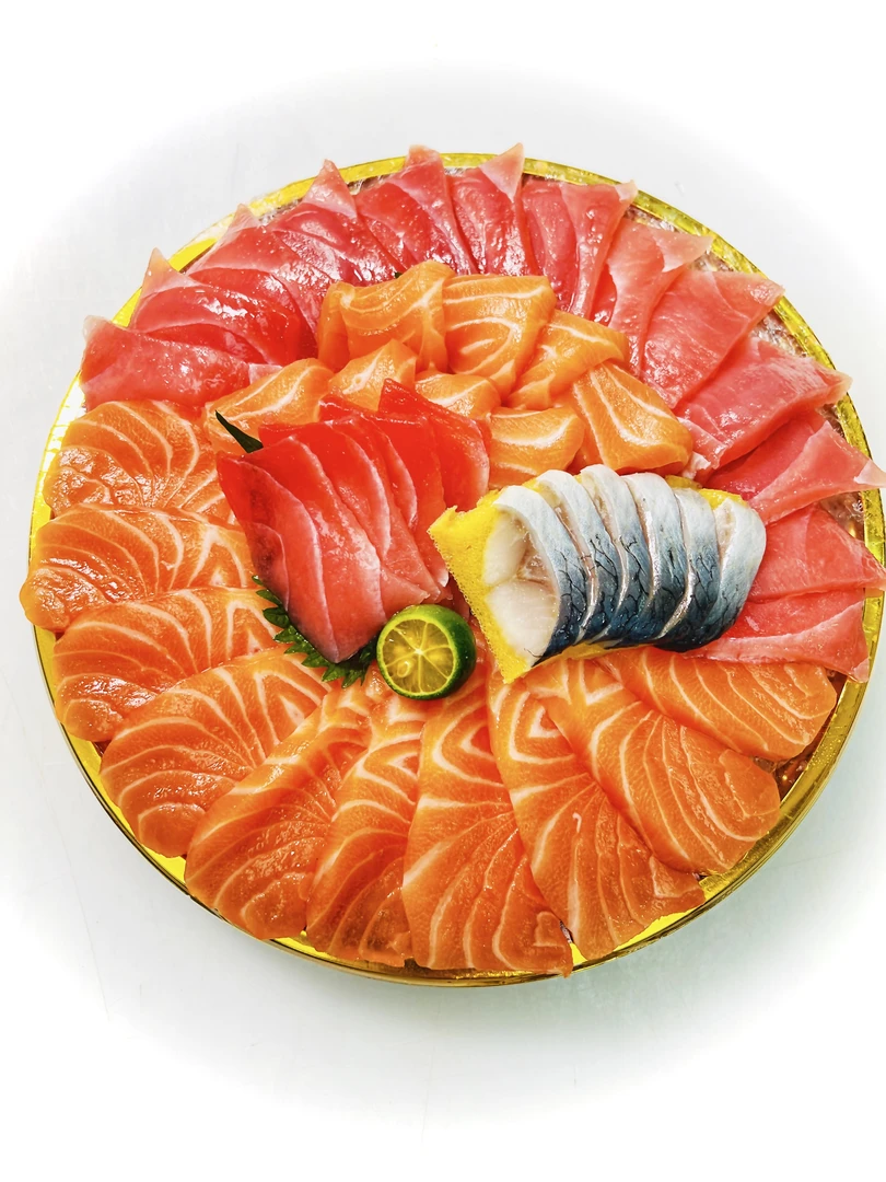 【双人份】挪威三文鱼配金枪鱼刺身共500克（切好配冰盘）