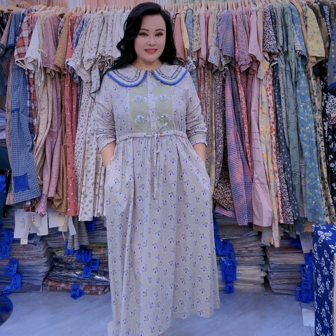 8867棉麻显瘦气质时尚夏季连衣裙长裙优雅百搭连衣裙