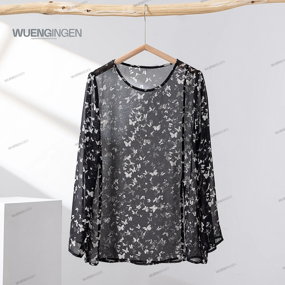 无印心匠K091 蝴蝶+薄款 圆领&气质 时尚小衫 A24153