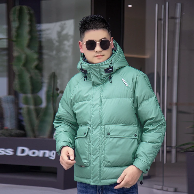 免洗羽绒服男短款防风轻薄冬季韩版反季羽绒服工装男款连帽外套