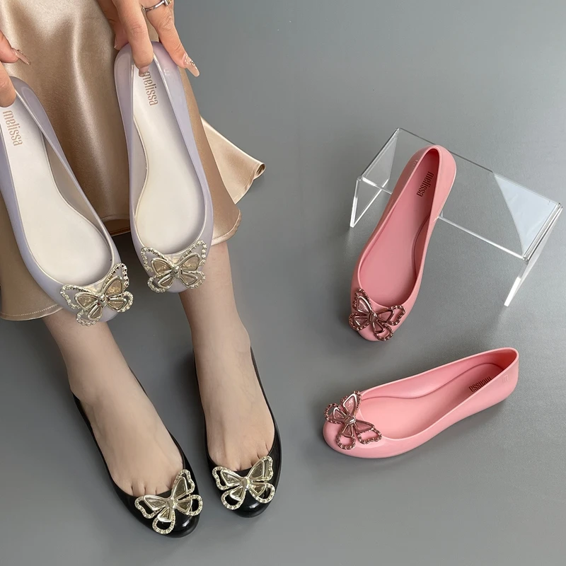 巴西本土果冻鞋女鞋24年新款平底凉鞋包头果冻鞋Fly蝴蝶单鞋休闲