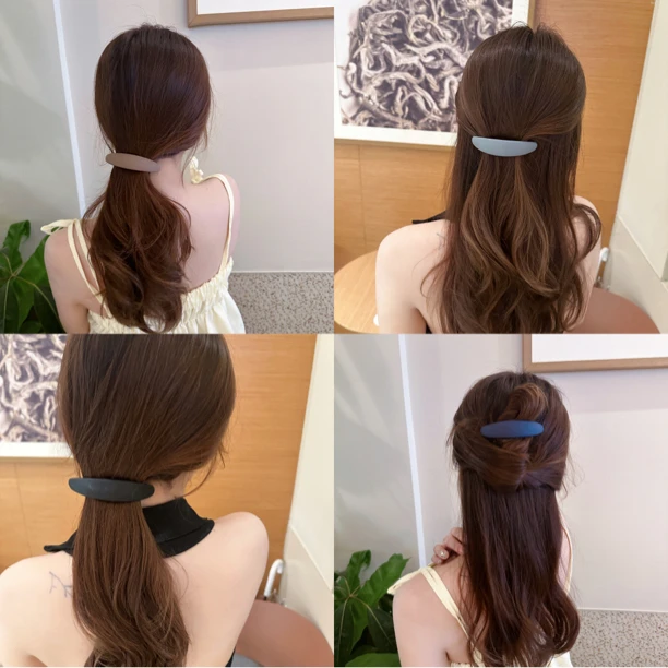 简约后脑勺弹簧一字马尾夹网红夹子头饰发夹赫本风女