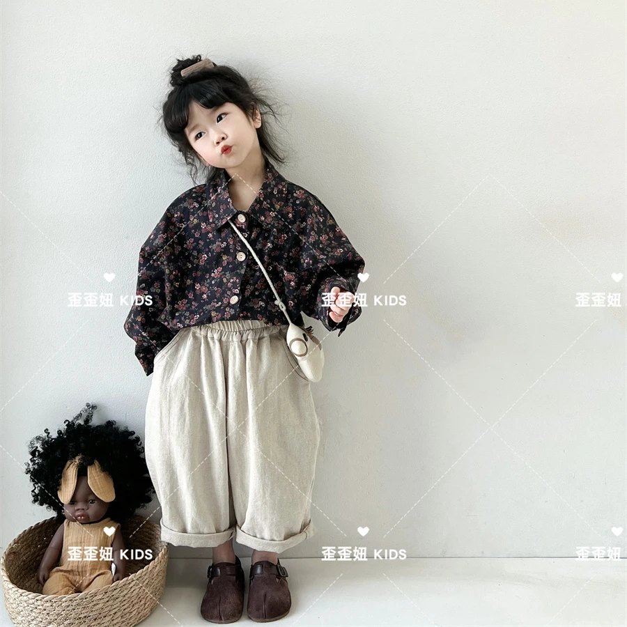 【歪歪妞童装】339春季儿童可爱洋气时髦碎花衬衫日系文艺开衫