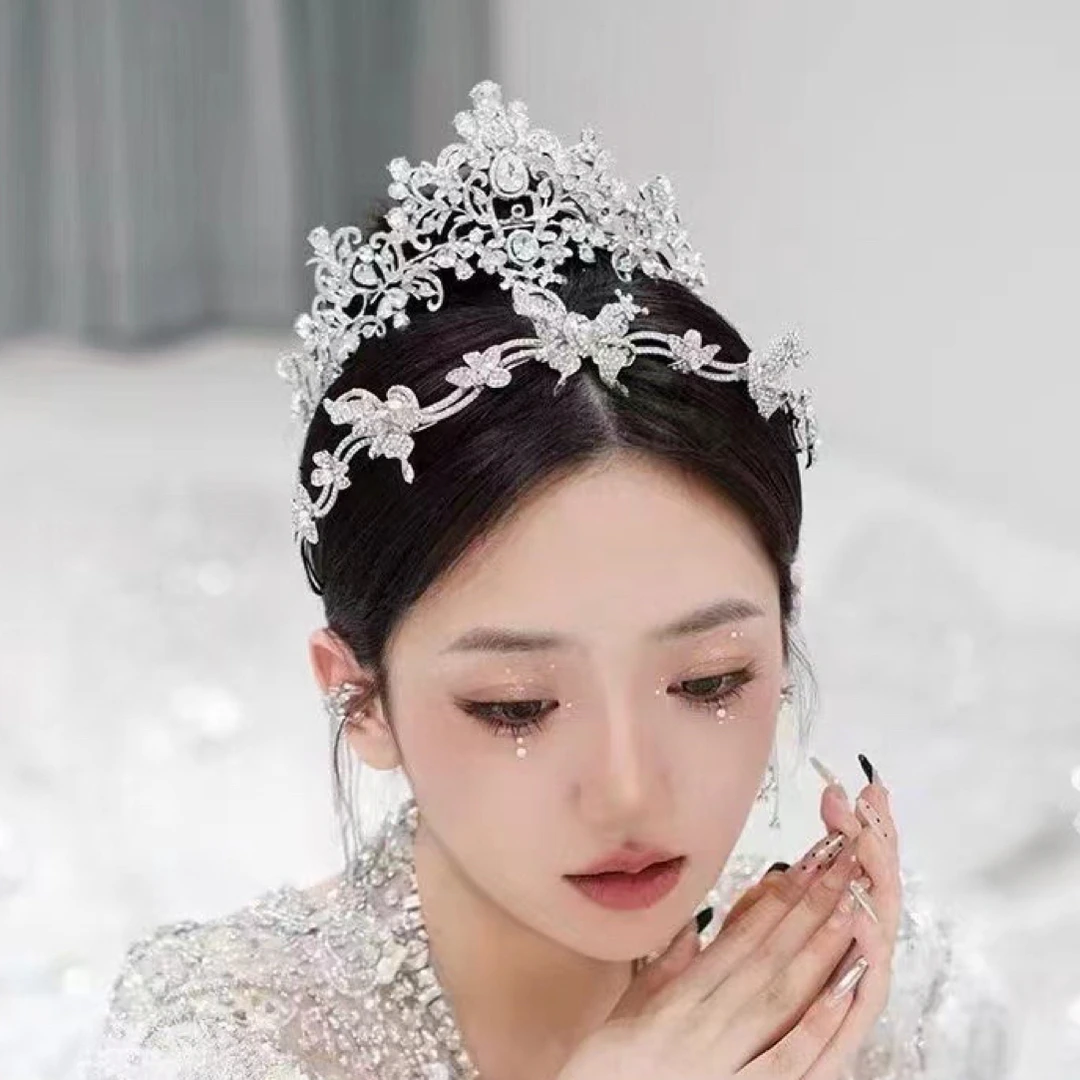 非金属合成锆石婚庆饰品 卡帝美学新款 16973手作银色三用