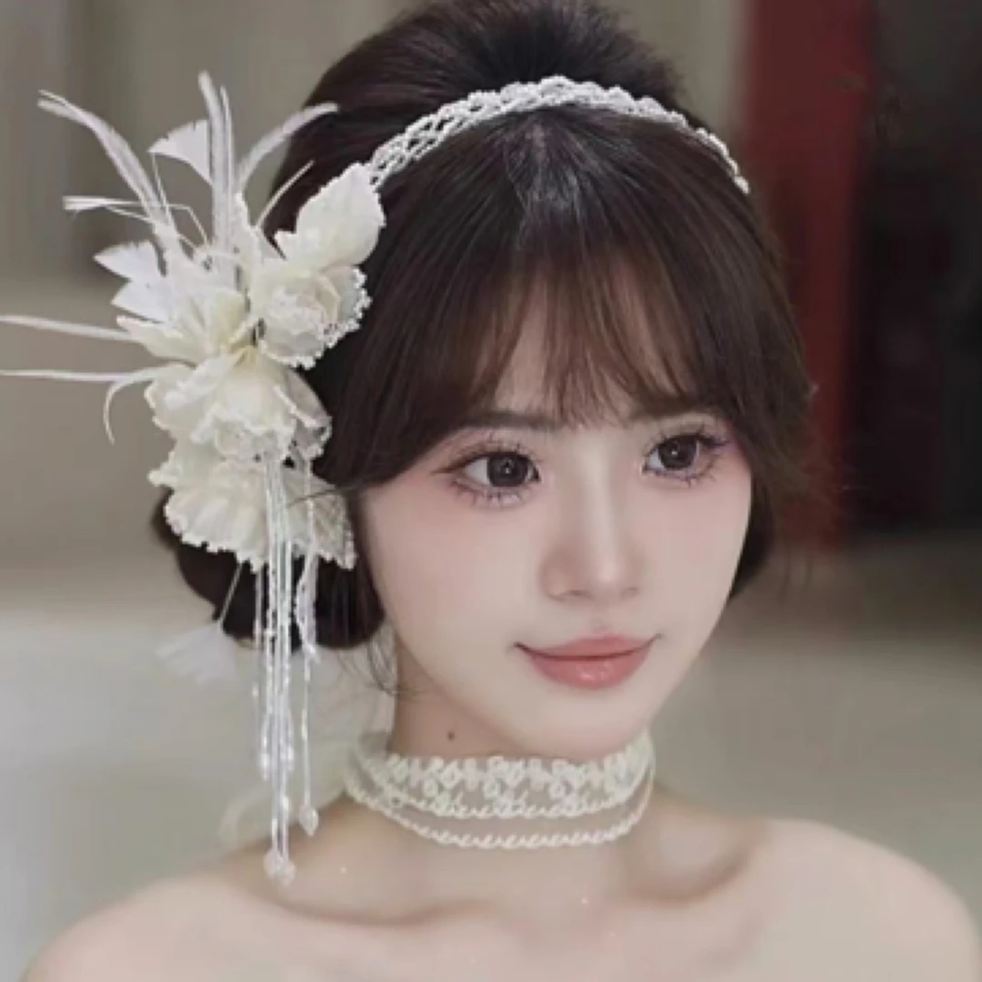 非金属仿水晶婚庆饰品 新款新娘小众款减龄百搭两用款