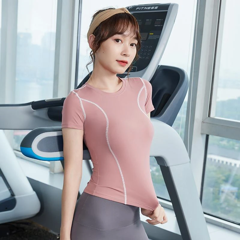 健身服女透气短袖瑜伽上衣网红速干衣健身上衣薄款跑步运动t恤