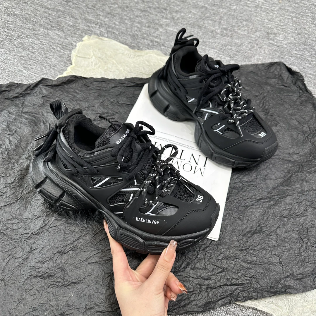 厚底老爹鞋女2024新款炸街复古网面增高休闲运动鞋2FN182-0900